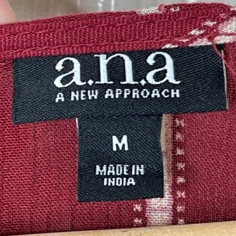 ANA | Red Striped 3/4 Elastic Sleeve Blouse with Waist Tie | Size M - Picture 7 of 10